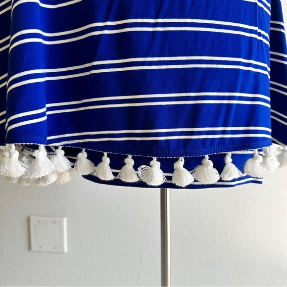 Trina Turk blue white stripe one shoulder flowy summer top S fits some M - Picture 13 of 14